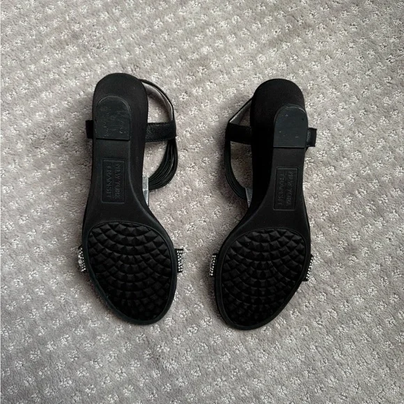 New York Transit Black and Silver Rhinestone Wedges - Picture 4 of 7